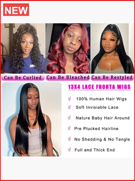 Straight HD Lace Front Human Hair Wig 13x4 Glueless Pre Plucked 180% Density 24 main image 4